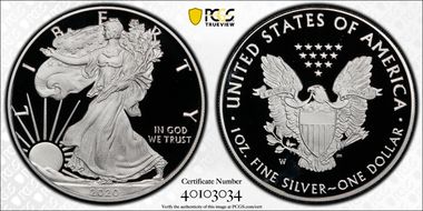 2020-W  $1 Silver Eagle PR70DCAM