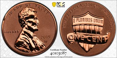 2019-W 1C Shield - Reverse Proof PR68RD