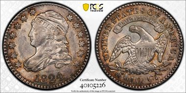 1824/2 10C JR-1 AU58