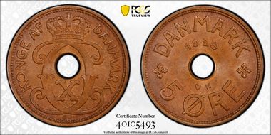 1929-N GJ 5 Øre MS65BN