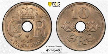 1937 N GJ 10 Øre MS64