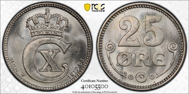 1919-HCN GJ 25 Øre MS65