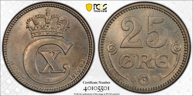 1920-HCN GJ 25 Øre MS64