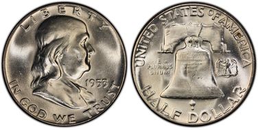 1953 50C Obv Die Clash FS-402 MS64FBL