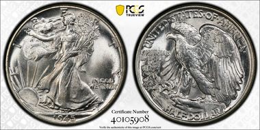 1945 50C FS-901, Missing Initials MS64