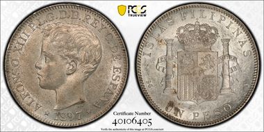 1897-SG V Peso Calico-122  Ag AU55