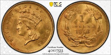 1856 G$1 Slanted 5 MS64