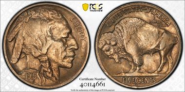 1915-S 5C AU50