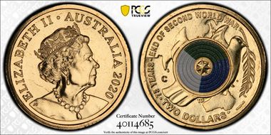 2020-C $2 75th Ann End of WWII Colorized MS67