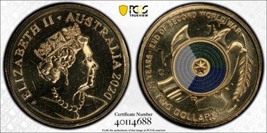 2020-C $2 75th Ann End of WWII Colorized MS67