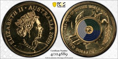2020-C $2 75th Ann End of WWII Colorized MS67