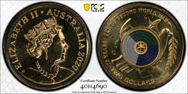 2020-C $2 75th Ann End of WWII Colorized MS67