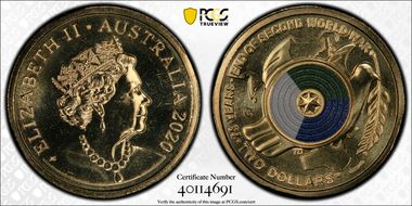 2020-C $2 75th Ann End of WWII Colorized MS67