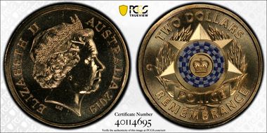 2019-C $2 Police Remembrance Colorized MS68