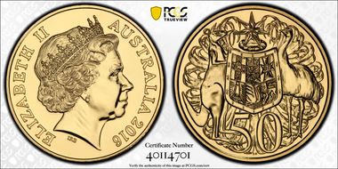 2016 50C Gilt Cu-Ni MS66