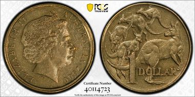 2000 $1 Mule-Struck w/10C Obv AU58