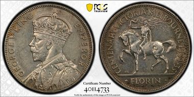 1934-35 Florin Centennial KM-33  Ag N1