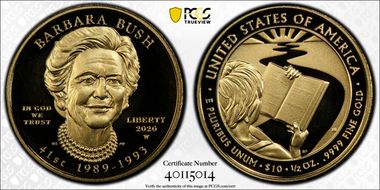 2020-W $10 Barbara Bush PR68DCAM