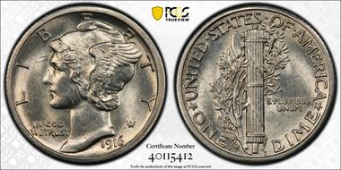 1916-S 10C Mercury MS62FB