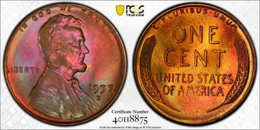 1957-D 1C MS66RB