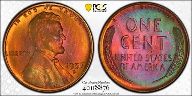 1957-D 1C MS66RB
