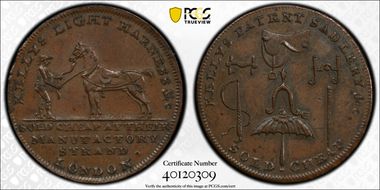 (c.1790) Tk 1/2D DH-345 Middlesex, Kelly's AU58BN