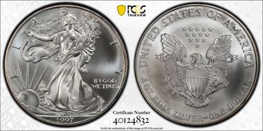 1997 $1 Silver Eagle MS69