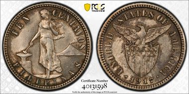 1917-S 10C Allen-8.12a RP 1 MS63