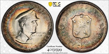 1947-S 50C Douglas MacArthur Allen-R1a  DDO MS66+