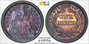 1853 10C Arrows MS66