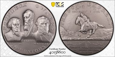 1960 Medal D1960-2c Matte Silver 57mm Pony Express Founders SP68