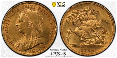 1900-P 1/2 Sov S-3880 AU58