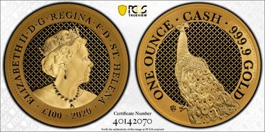 2020 £100 Peacock First Day of Issue MS70
