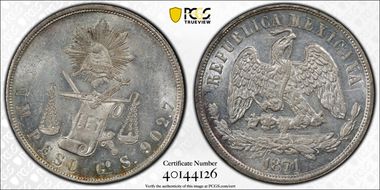 1871-Go S Peso KM-408.4  Ag MS61