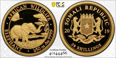 2019 20 S African Elephant Au 1/50oz MS69