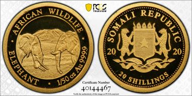 2020 20 S African Elephant Au 1/50oz MS69