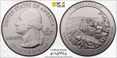 2014-P 25C Shenandoah NP 5 oz Silver SP68