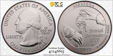2015-P 25C Saratoga NP 5 oz Silver SP69