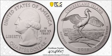 2018-P 25C Cumberland Island NP 5 oz Silver SP70