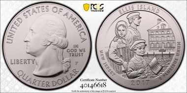 2017-P 25C Ellis Island NP 5 oz Silver SP70