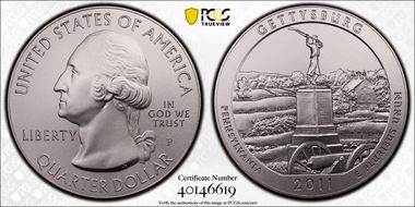 2011-P 25C Gettysburg NP  5 oz Silver SP69