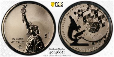 2019-S $1 American Innovation PA Rev PR Polio Vaccine 1953 PR69