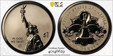 2019-S $1 American Innovation NJ Rev PR Edison Light Bulb PR69