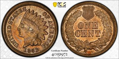 1863 1C AU58