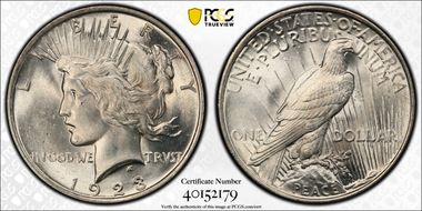 1923 $1 VAM 3 Doubled Reverse MS64