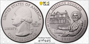 2017-P 25C Frederick Douglass NP 5 oz Silver SP69