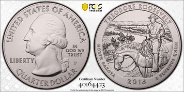 2016-P 25C Theodore Roosevelt NP 5 oz Silver SP68