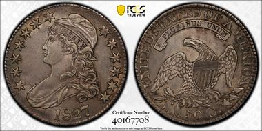 1827 50C Square Base 2 AU53