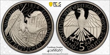 1984-D 5 Mk Customs PR69DCAM