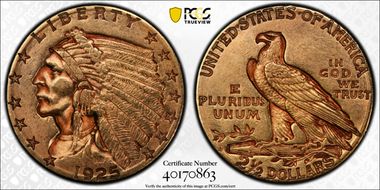 1925-D $2.50 AU55